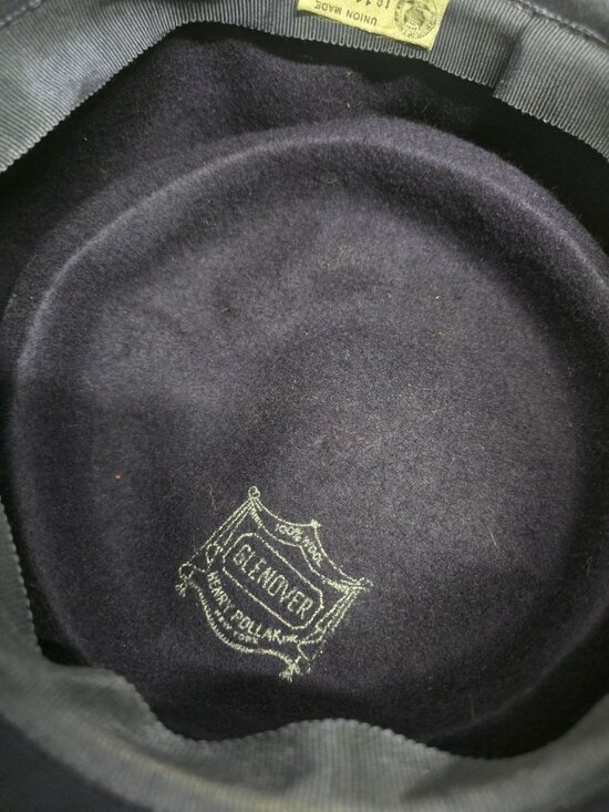 Vintage Glenover Hat Ribbon Veil pillbox Navy Blue Felt formal  derby party main image 12